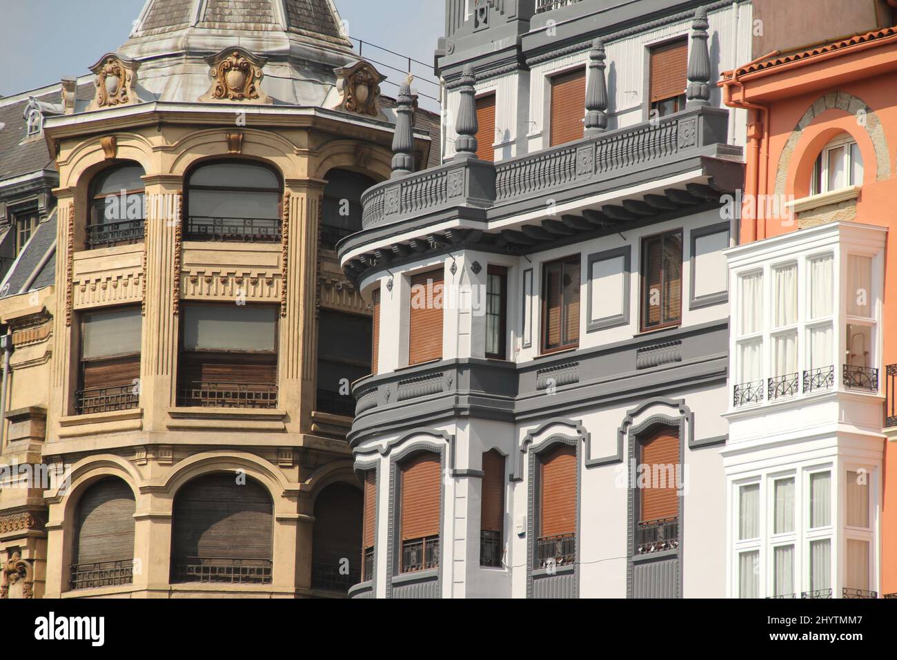 Details of beautiful buildings in Bilbao, Spain Stock Photo - Alamy