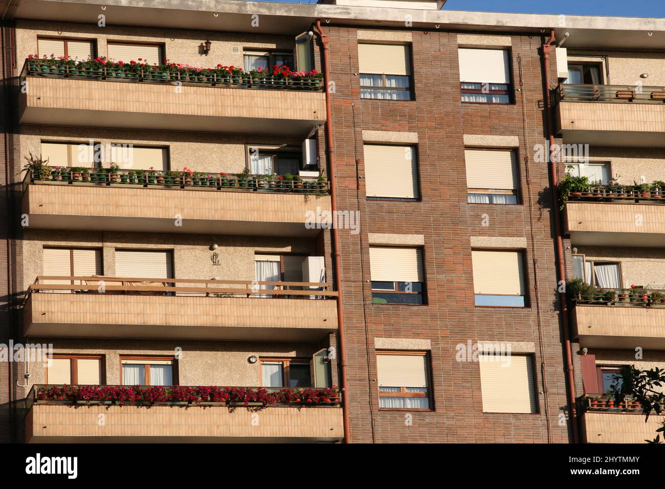 Low angle shot of a residential building with balconies in Bilbao ...
