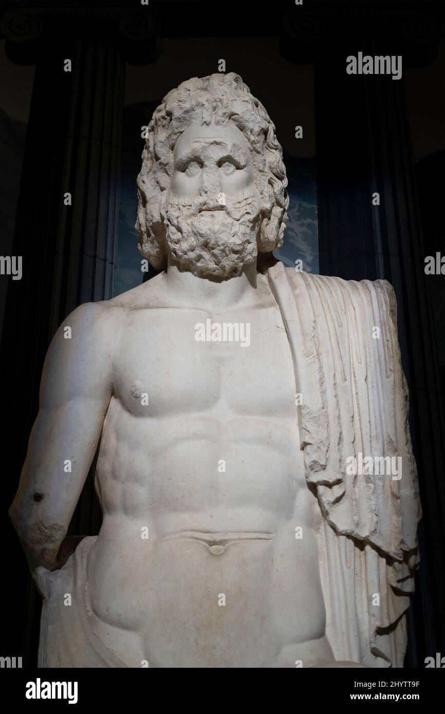 Ancient statue of Zeus, God of sky and thunder in Greek mythology. 2nd