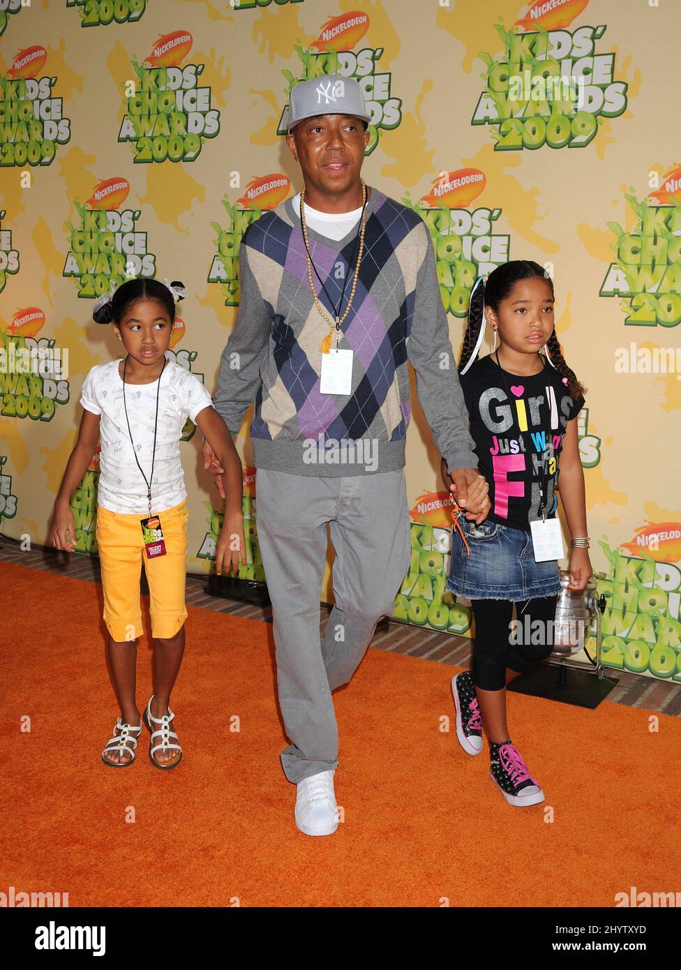 Aoki Lee Simmons, Russell Simmons and Ming Lee Simmons at Nickelodeon's 22nd Annual Kids Choice Awards held at UCLA's Pauley Pavilion, Westwood. Stock Photo