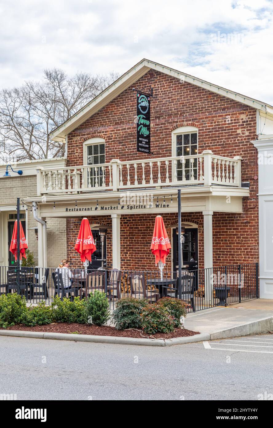 McAdenville, NC, USA- 8 March 2022: Terra Mia Restaurant and Italian Bar, on Main St. Stock Photo