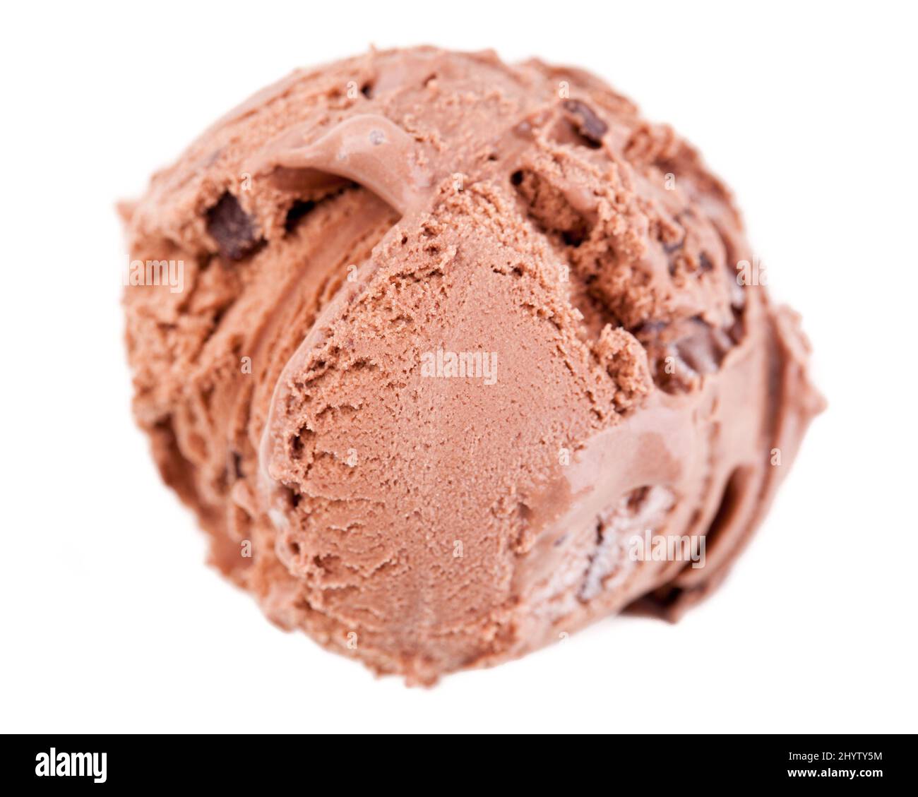 A scoop of chocolate ice cream from bird's eye view Stock Photo Alamy