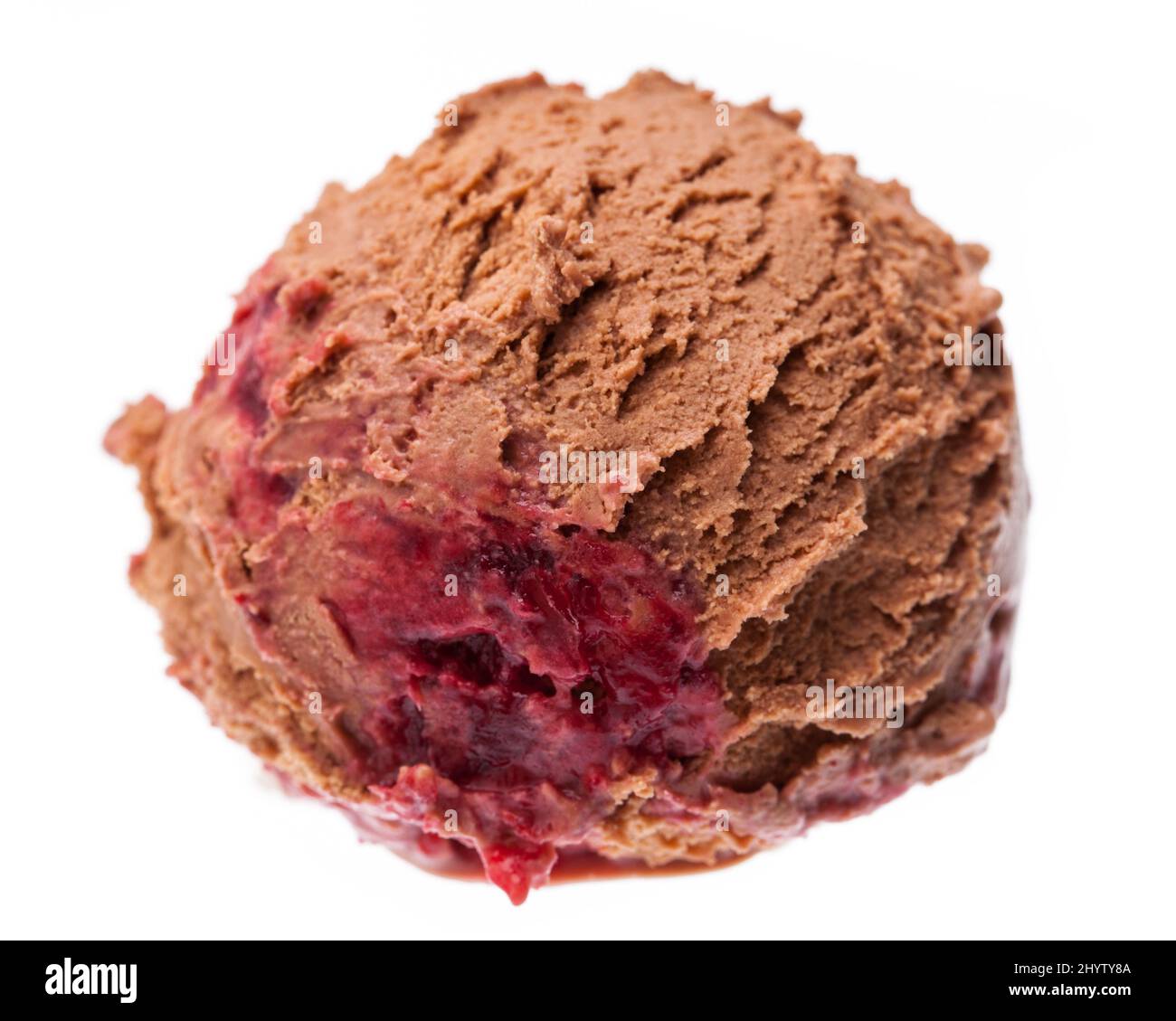 A scoop of chocolate ice cream with cherry Stock Photo