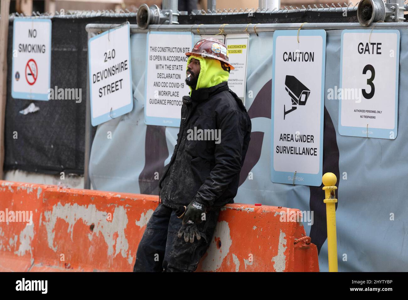 Construction worker on a break Stock Photo