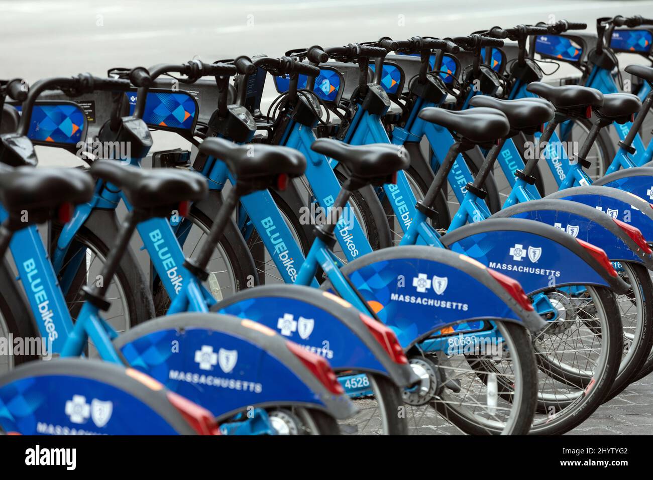 Bikeshare Blue bikes Boston Stock Photo Alamy