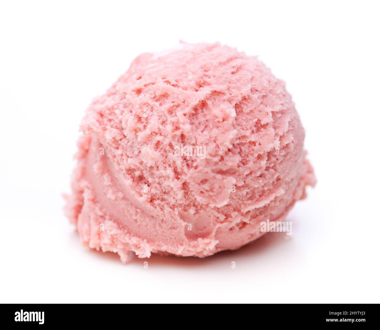 A scoop of strawberry ice cream isolated on white background Stock Photo