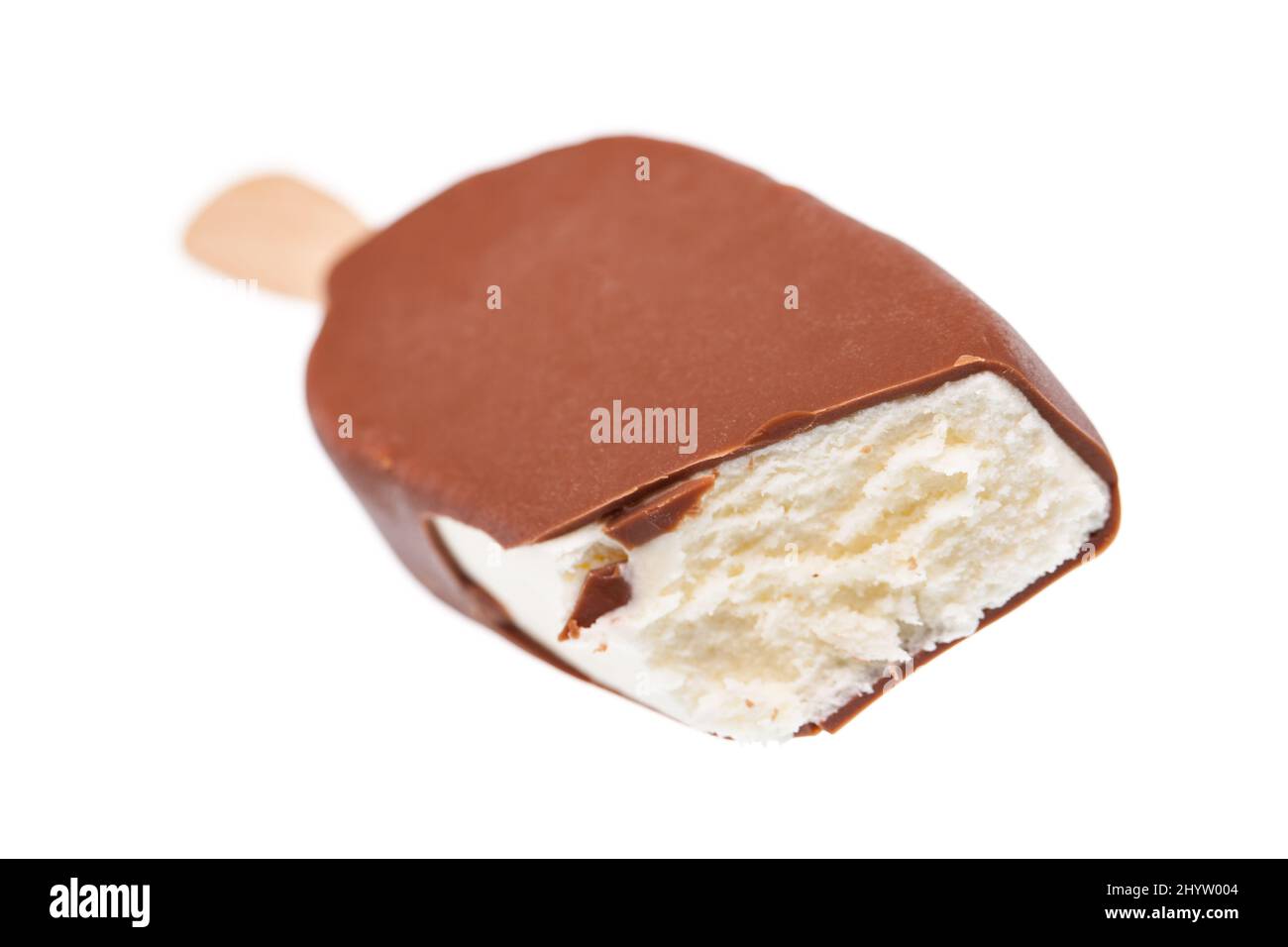 Bitten vanilla ice cream lolly isolated on white background Stock Photo