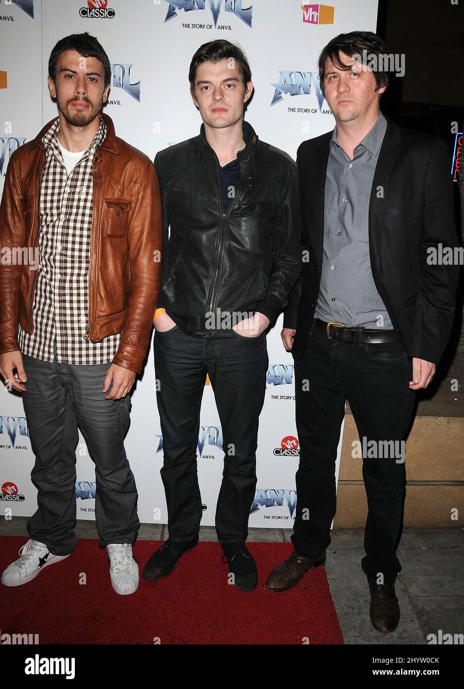 Toby Kebbell, Sam Riley and Orian Williams at the film premiere of 'Anvil! The Story of Anvil' at the Egyptian Theatre, Hollywood, California Stock Photo