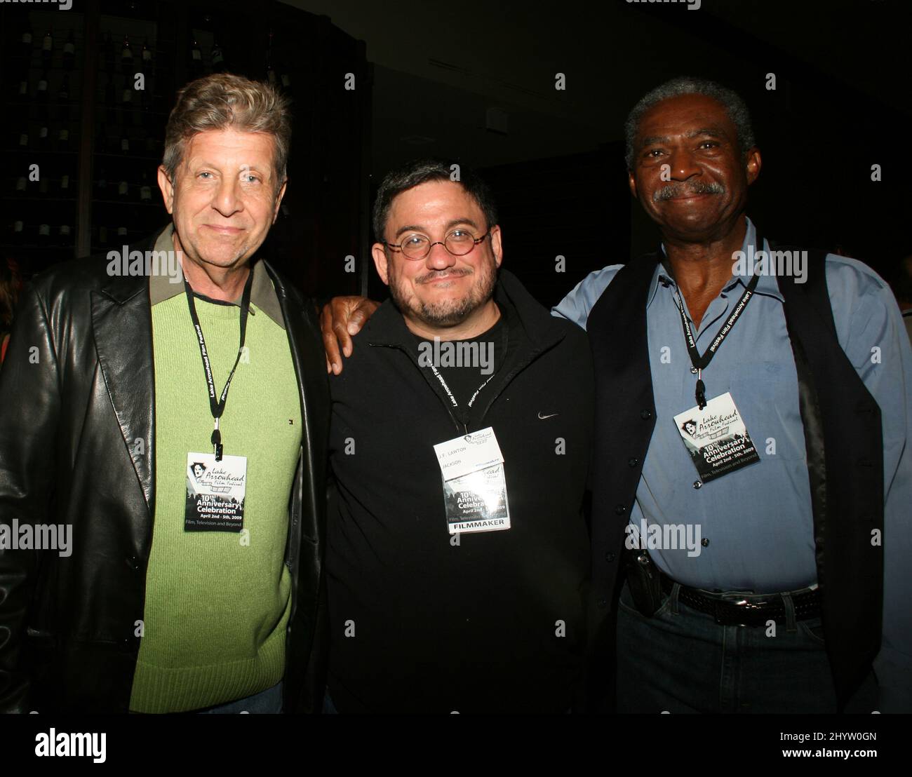 (left to right) Barry Primus, J.F. Lawton and Charles Robinson at the 10th Anniversary Celebration of the Lake Arrowhead Film Festival held at the Lake Arrowhead Resort. Stock Photo