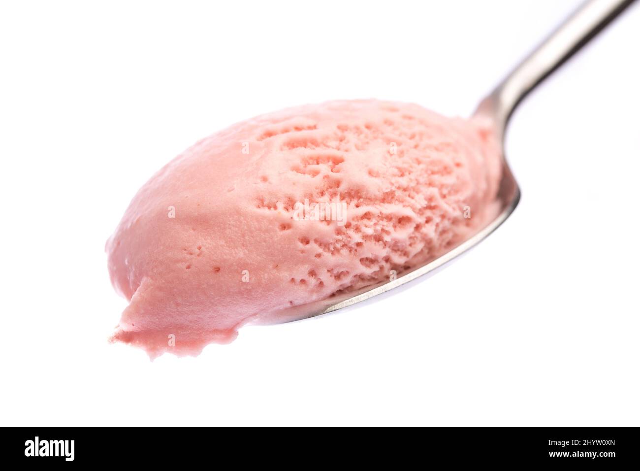 spoon with strawberry ice cream Stock Photo Alamy