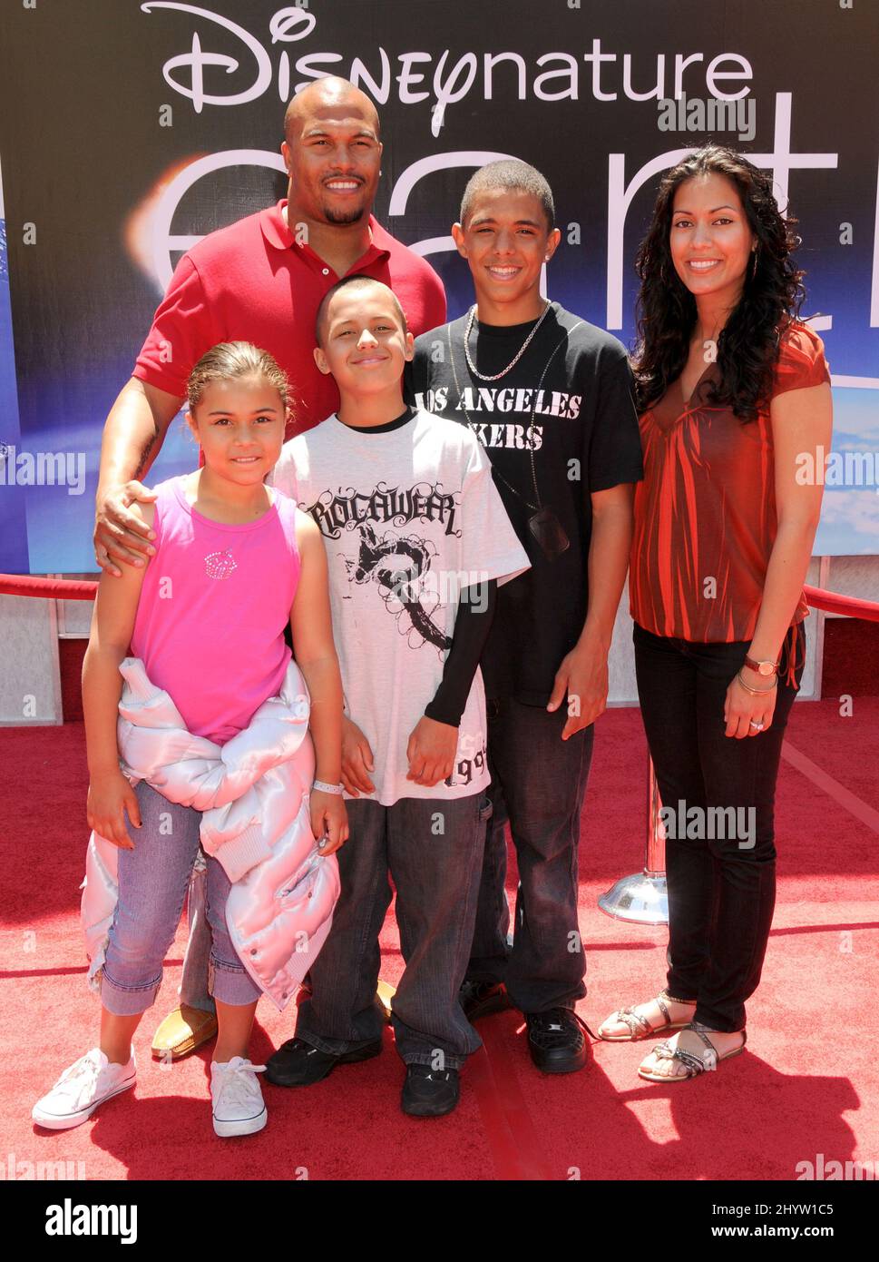 Antonio Pierce and family at the "Earth" World Premiere at the El