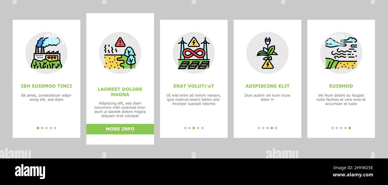 Climate Change And Eco Problem Onboarding Icons Set Vector Stock Vector ...