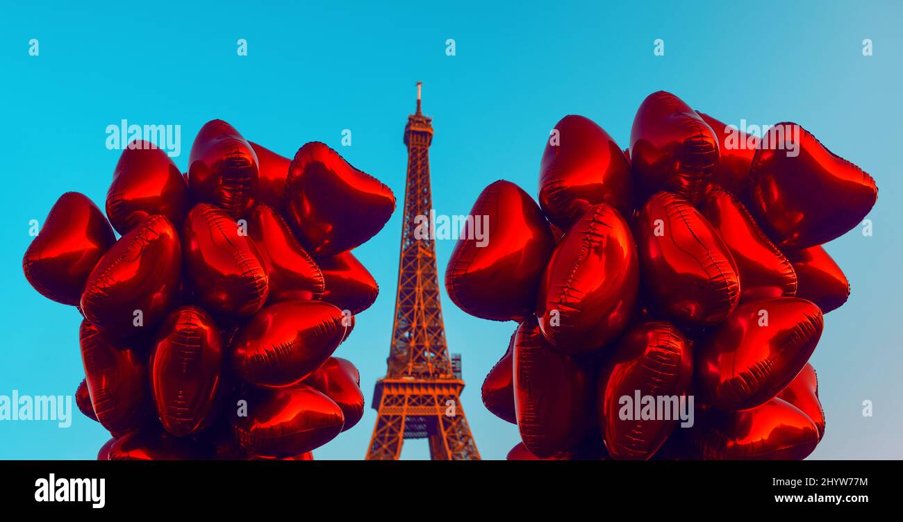 PARIS, FRANCE, 08.03.2022 The Eiffel Tower in a perfect blue sky