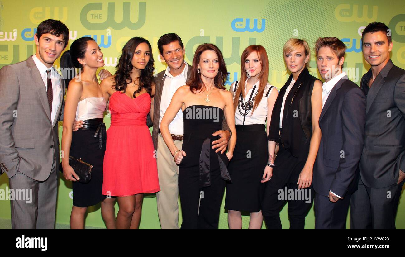 Michael Rady, Stephanie Jacobsen, Jessica Lucas, Thomas Calabro, Laura Leighton, Ashlee Simpson-Wentz, Katie Cassidy, Shaun Sipos and Colin Egglesfield at the CW Network 2009 Upfront party held at Madison Square Garden, New York Stock Photo