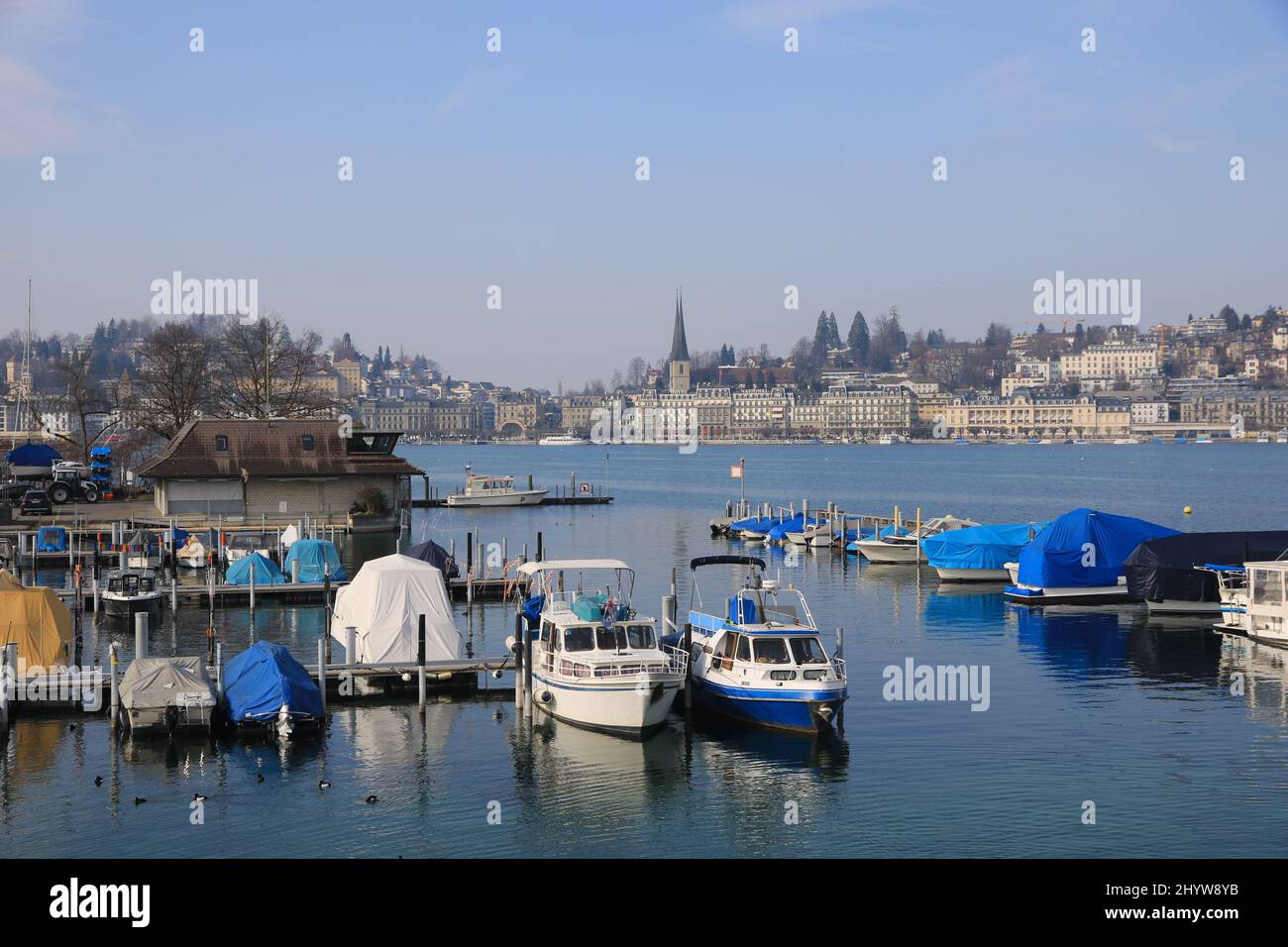 Fishing boats in Lucerne, Switzerland Stock Photo Alamy