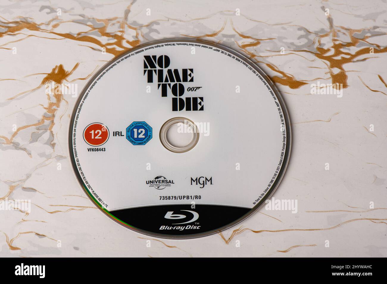 Blu ray disc of the James bond 007 film 'No Time to die' Stock Photo
