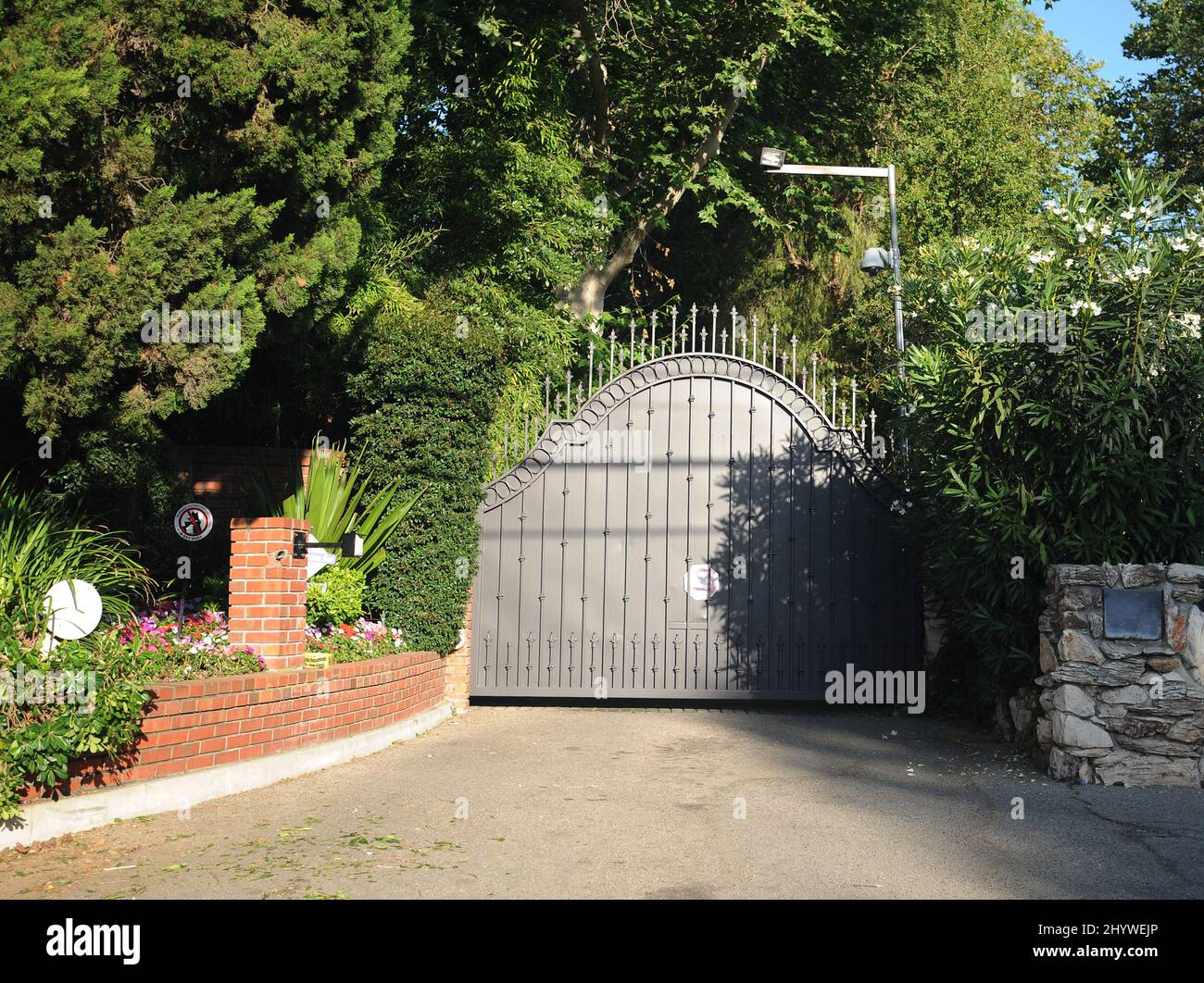 A general view of the front gates at Michael Jackson's family home in
