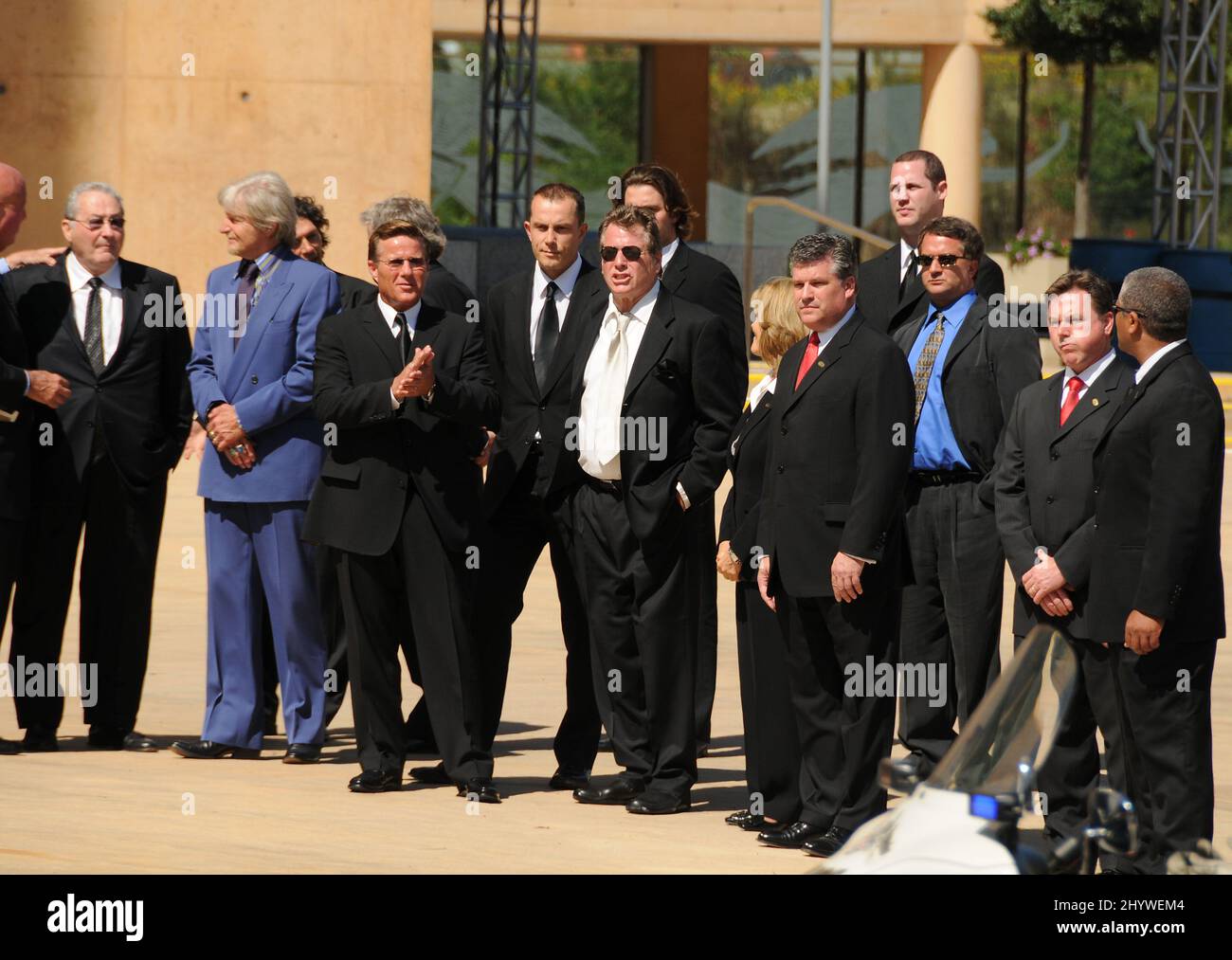 Ryan O'Neal and a number of Pallbearers are seen at Farrah Fawcett's