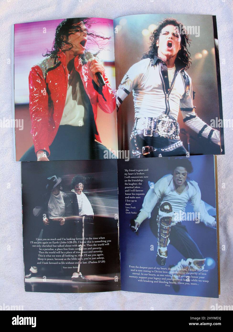 Michael Jackson Memorial program booklet is seen during the Michael Jackson Memorial at the Staple Center in Los Angeles, CA, on July 7, 2009. Stock Photo