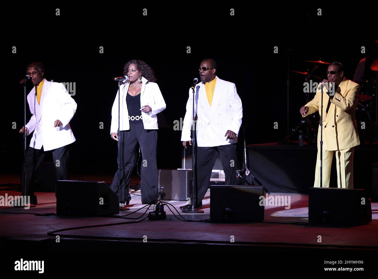 Fred Parris and The Five Satins during Tony DeLauro's Original NY Doo Wopp Show, held at the Bethel Woods Center for the Arts, New York. Stock Photo