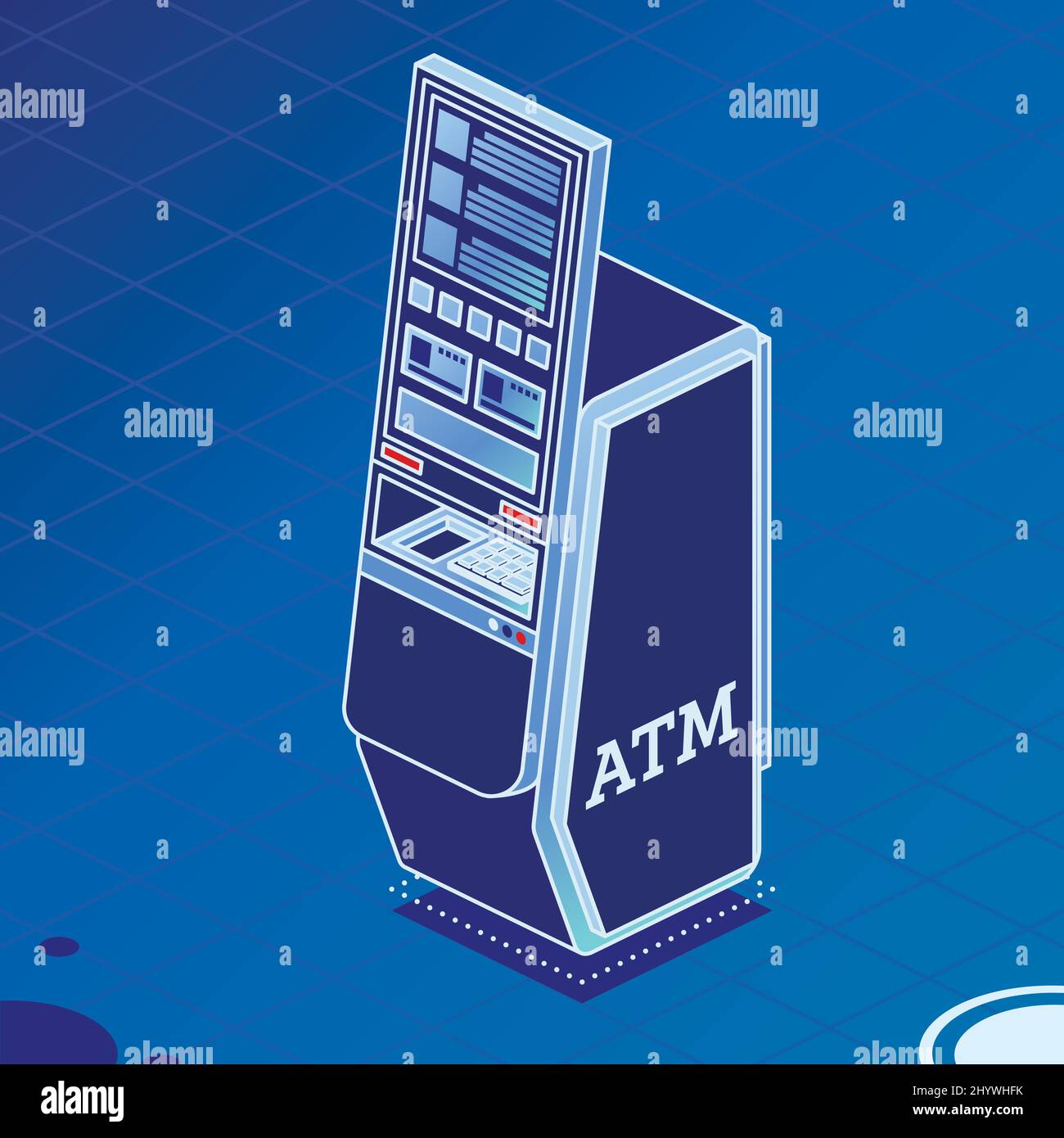 Modern Atm Machine on Blue Background. Isometric Business Concept ...