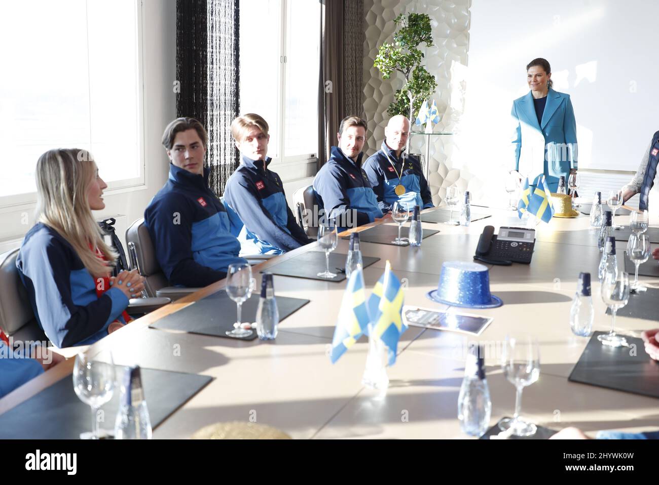 ARLANDA 20220315 Crown Princess Victoria meets Sweden's Paralympic medalists on return home at Arlanda Airport.. Photo Christine Olsson / TT kod 10430 Stock Photo
