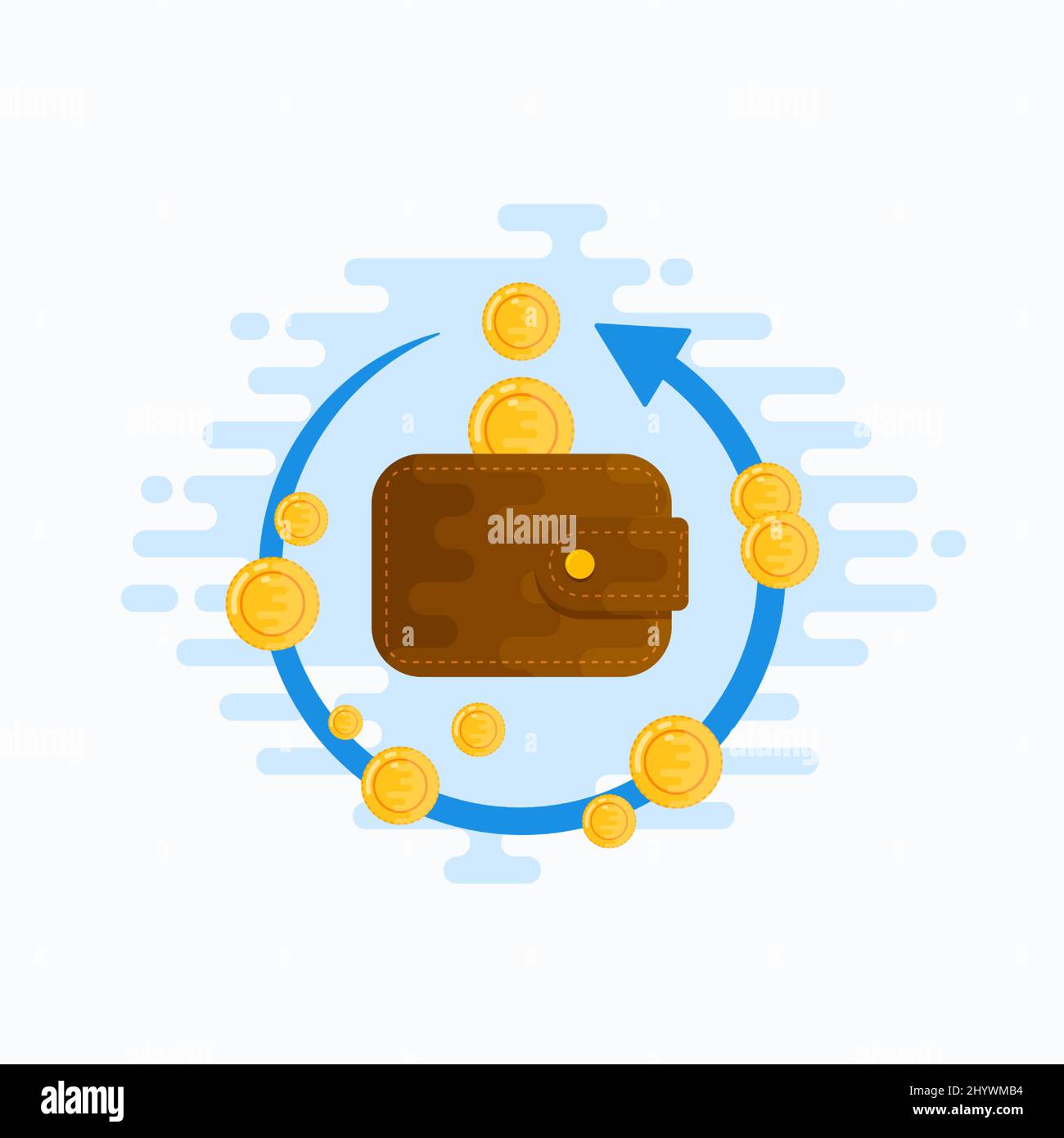 Cashback service illustration banner sign template. Money coins return