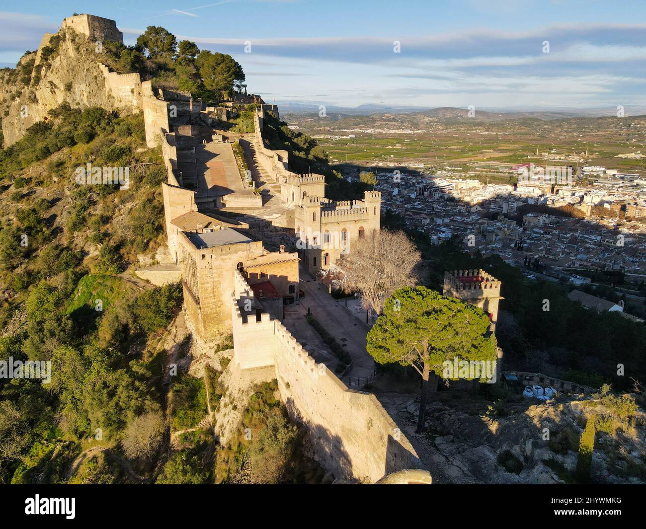 Drone view at the castle of Xativa in Spain Stock Photo Alamy