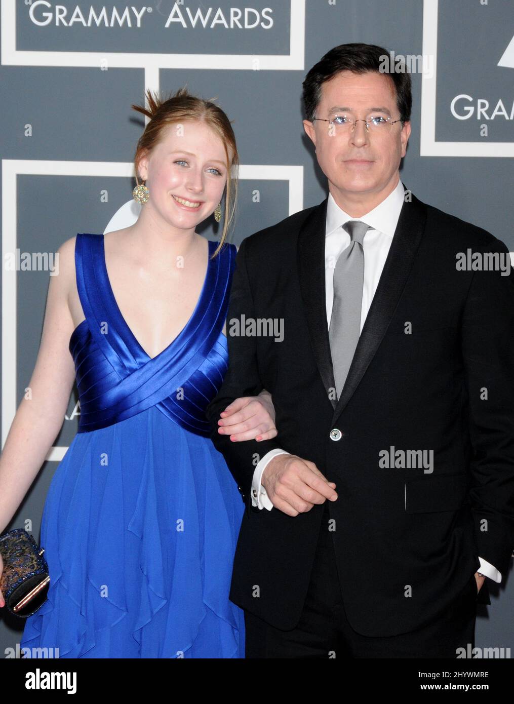 Stephen Colbert arrives at the 52nd Annual Grammy Awards held at the Staple Center in Los Angeles, California. Stock Photo
