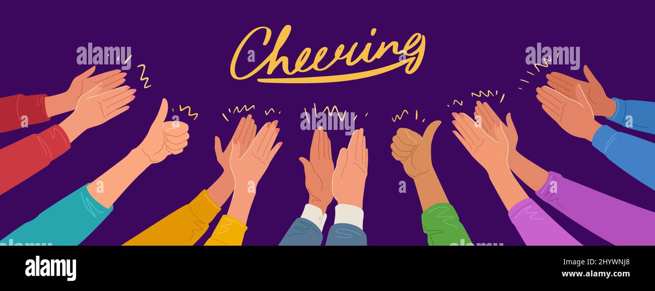 Applause, cheering concept. Crowd cheers and clap hands vector illustration Stock Vector