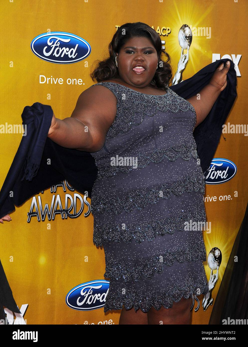 Gabourey Sidibe arriving for the 41st NAACP Image Awards held at the Shrine Auditorium in Los Angeles, California, USA. Stock Photo