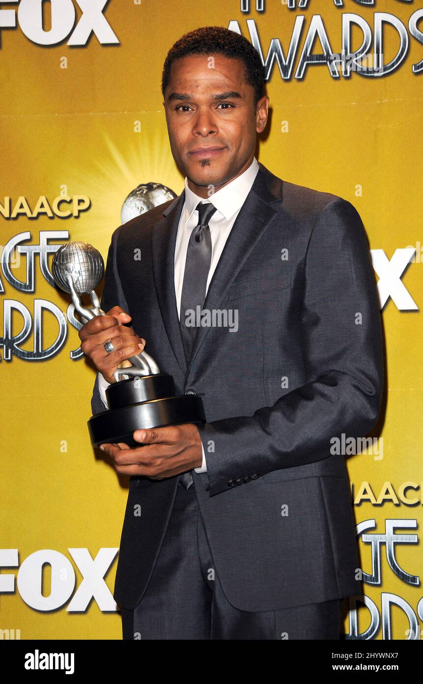 Maxwell in the press room during the 41st NAACP Image Awards Held at the Shrine Auditorium, Los Angeles Stock Photo