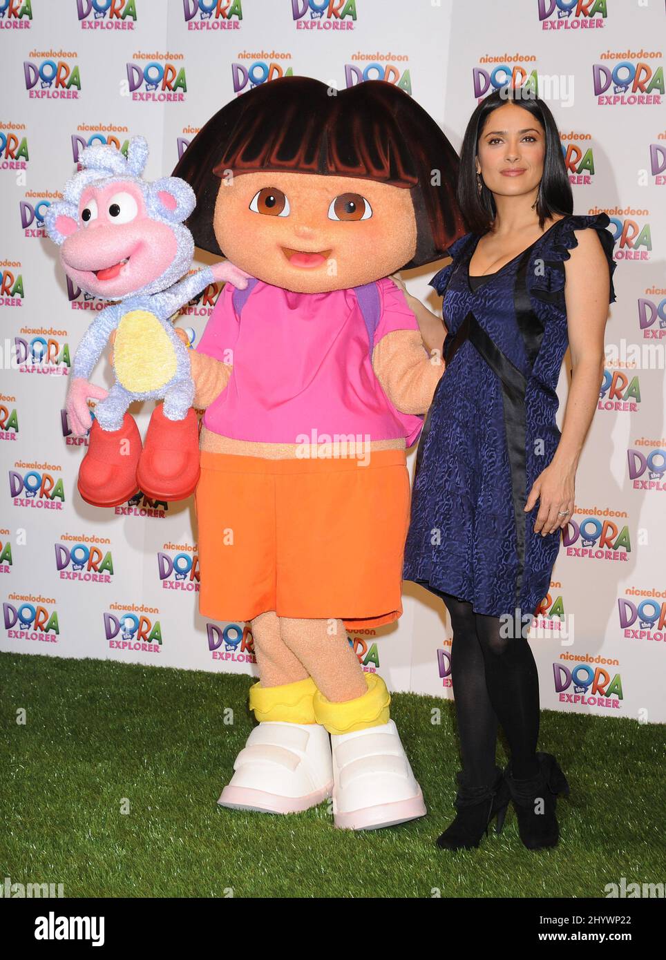 Salma Hayek helps celebrate the 10th Anniversary of 'Dora The Explorer', held at the Nickelodeon Animation Studio, California. Stock Photo