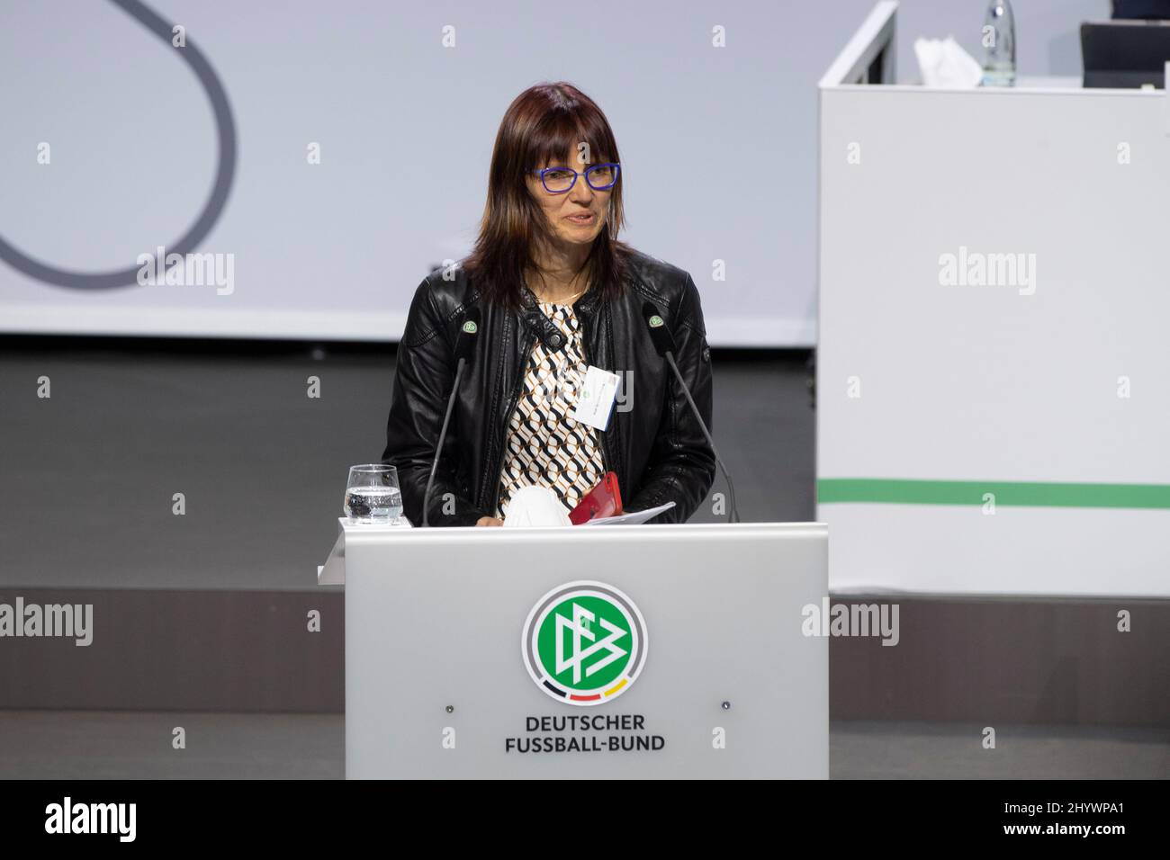 Silke SINNING thanks after her election as Vice President of the South German Football Association, 44th Ordinary DFB Bundestag on March 11th, 2022 in Bonn/Germany. Â Stock Photo