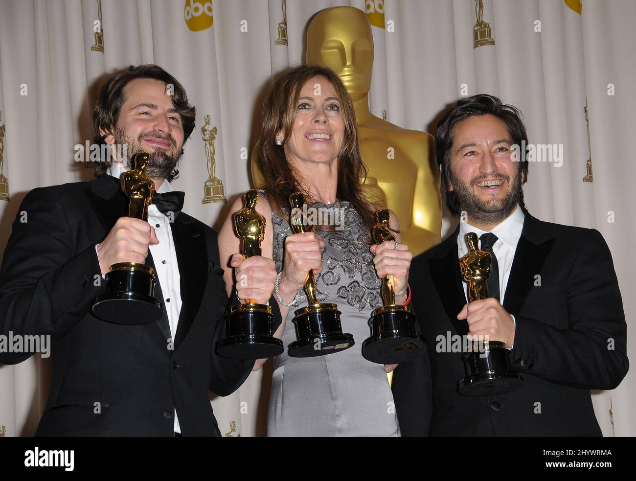 Mark Boal, Kathryn Bigelow and Greg Shapiro arriving at the 82nd Academy Awards ceremony, held at the Kodak Theater in Los Angeles. Stock Photo