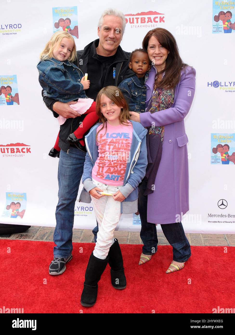 Joely Fisher and Christopher Duddy with family at the first annual 'My Brother Charlie Family Festival', held at Culver Studios, California. Stock Photo