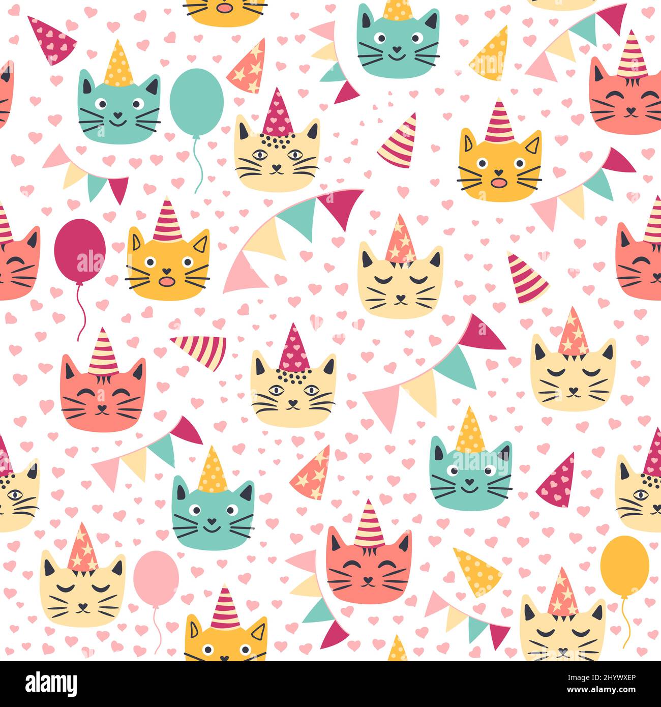 seamless pattern of birthday celebration elements - balloons, gifts ...