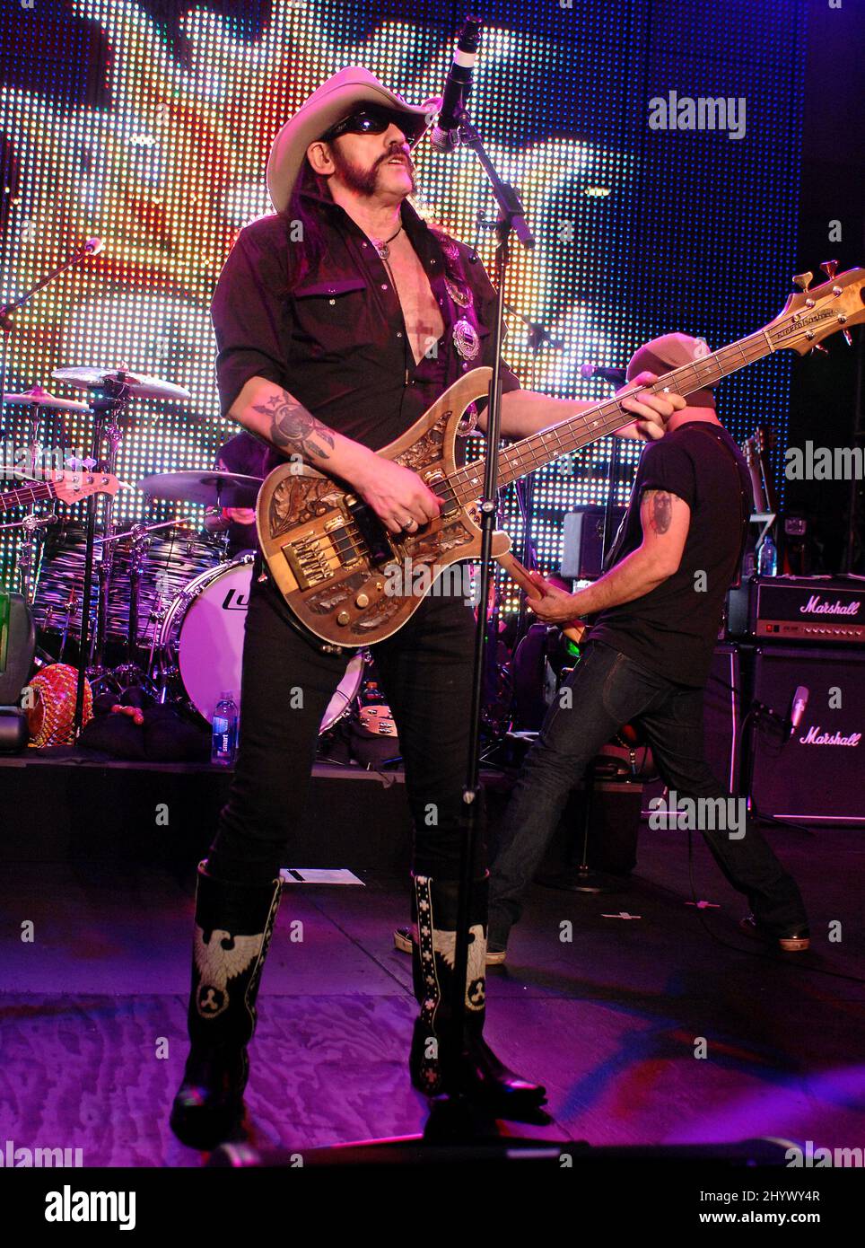Lemmy Kilmister, of Motorhead performs at the 'Race to Party Concert', held at Hollywood and Highland, Hollywood. held at Hollywood and Highland Stock Photo