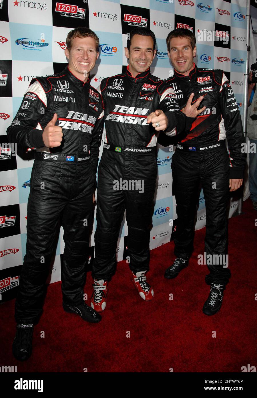Ryan Briscoe and Helio Castroneves at the 'Race to Party' red carpet, held at Hollywood and Highland, Hollywood. Stock Photo