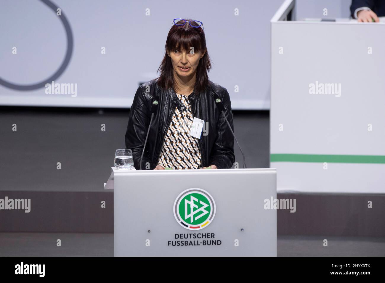 Silke SINNING is a candidate versus Rainer Koch as Vice President of the South German Football Association, 44th Ordinary DFB Bundestag on March 11th, 2022 in Bonn/ Germany. Stock Photo