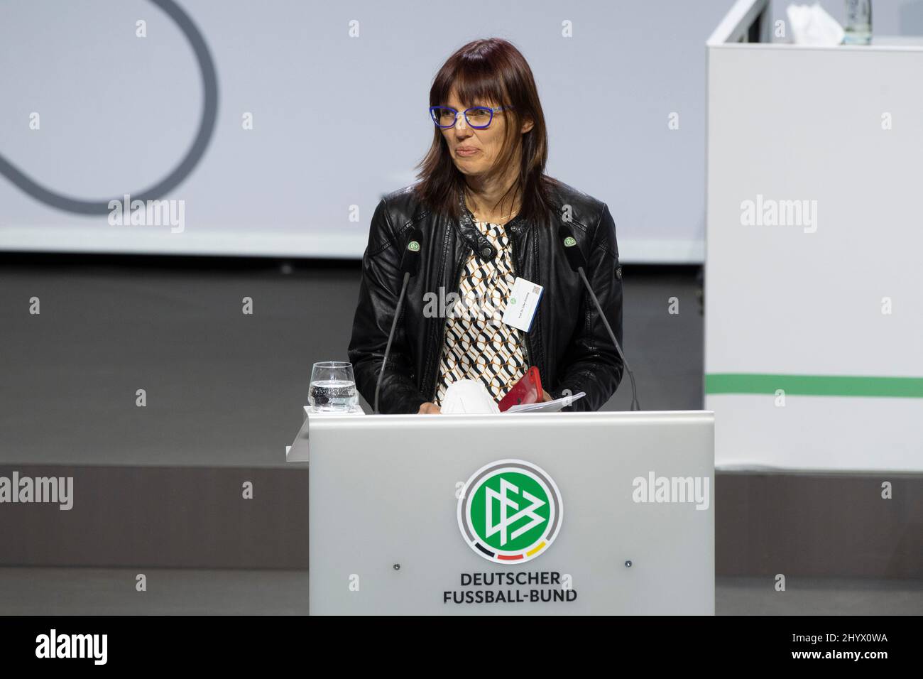 Silke SINNING thanks after her election as Vice President of the South German Football Association, 44th Ordinary DFB Bundestag on March 11th, 2022 in Bonn / Germany. Â Stock Photo