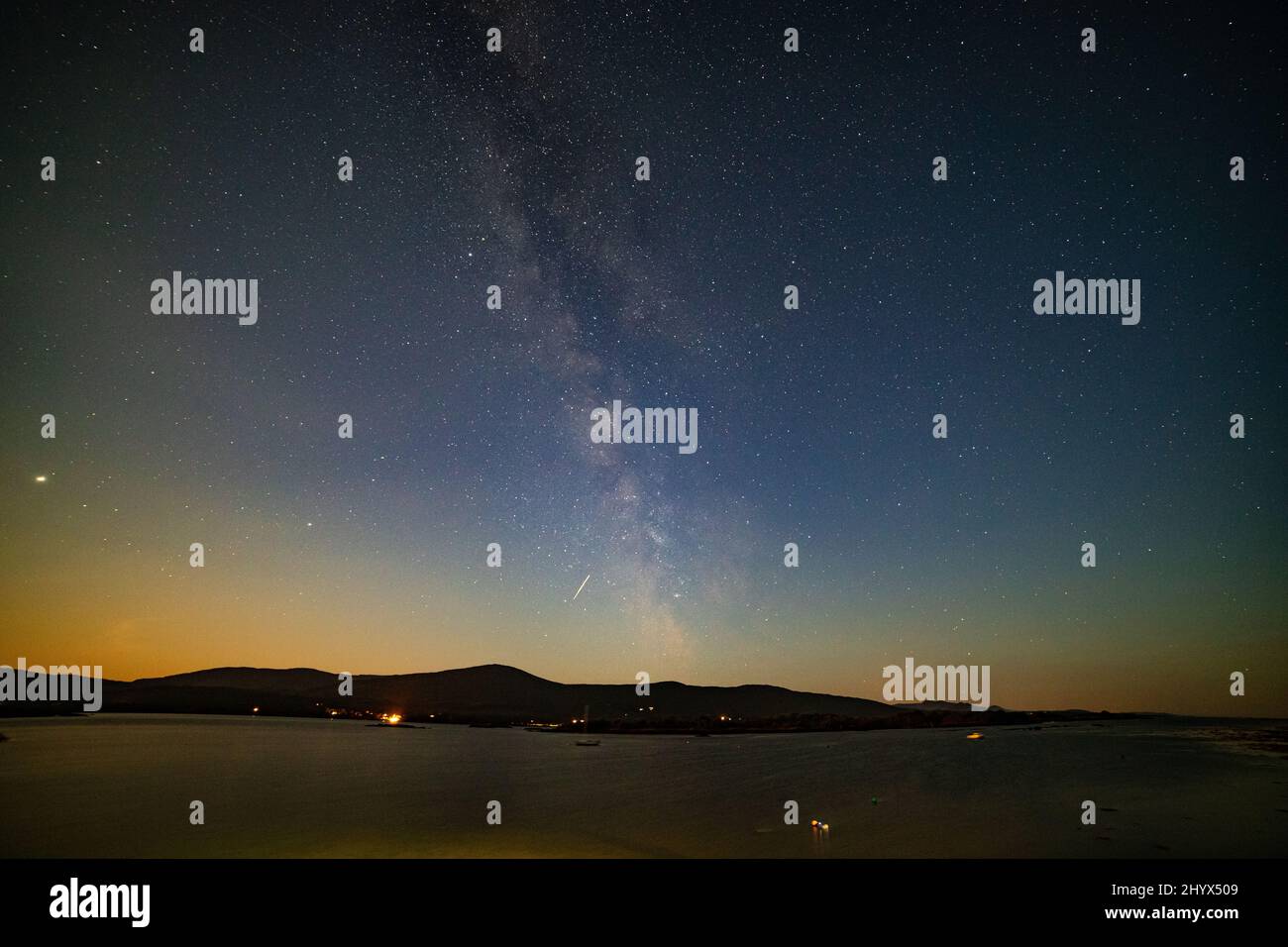 Milky way over the Atlantic coast of County Kerry, Ireland Stock Photo
