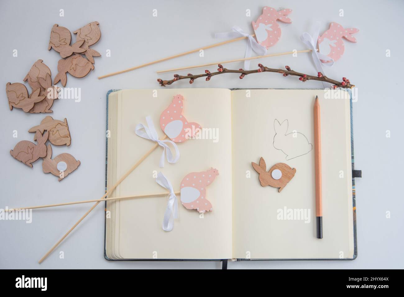 Easter decorations in pastel colors Stock Photo
