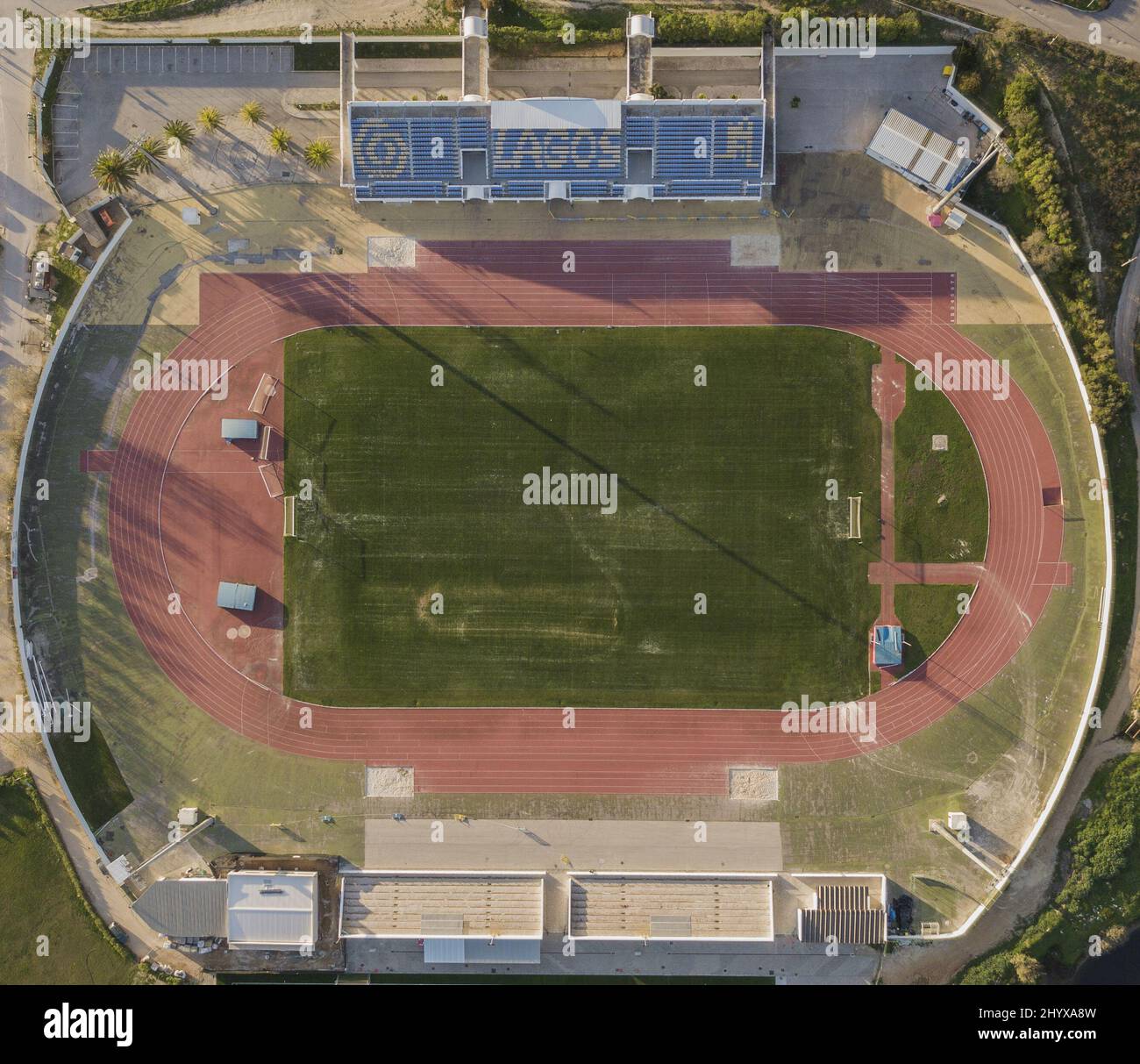 Top view of a football stadium on a sunny day Stock Photo - Alamy