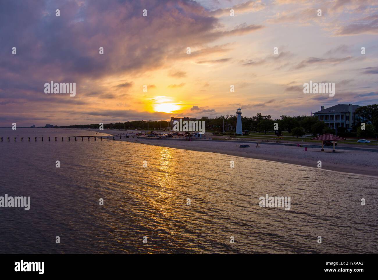 Biloxi, Mississippi beach at sunset Stock Photo Alamy