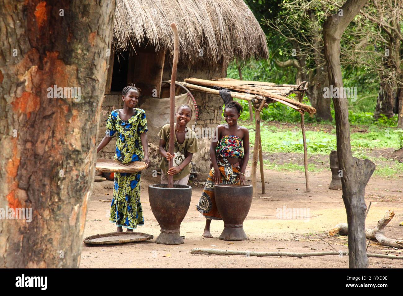 Closeup of an African village, Sierra Leone, West Africa Stock Photo 