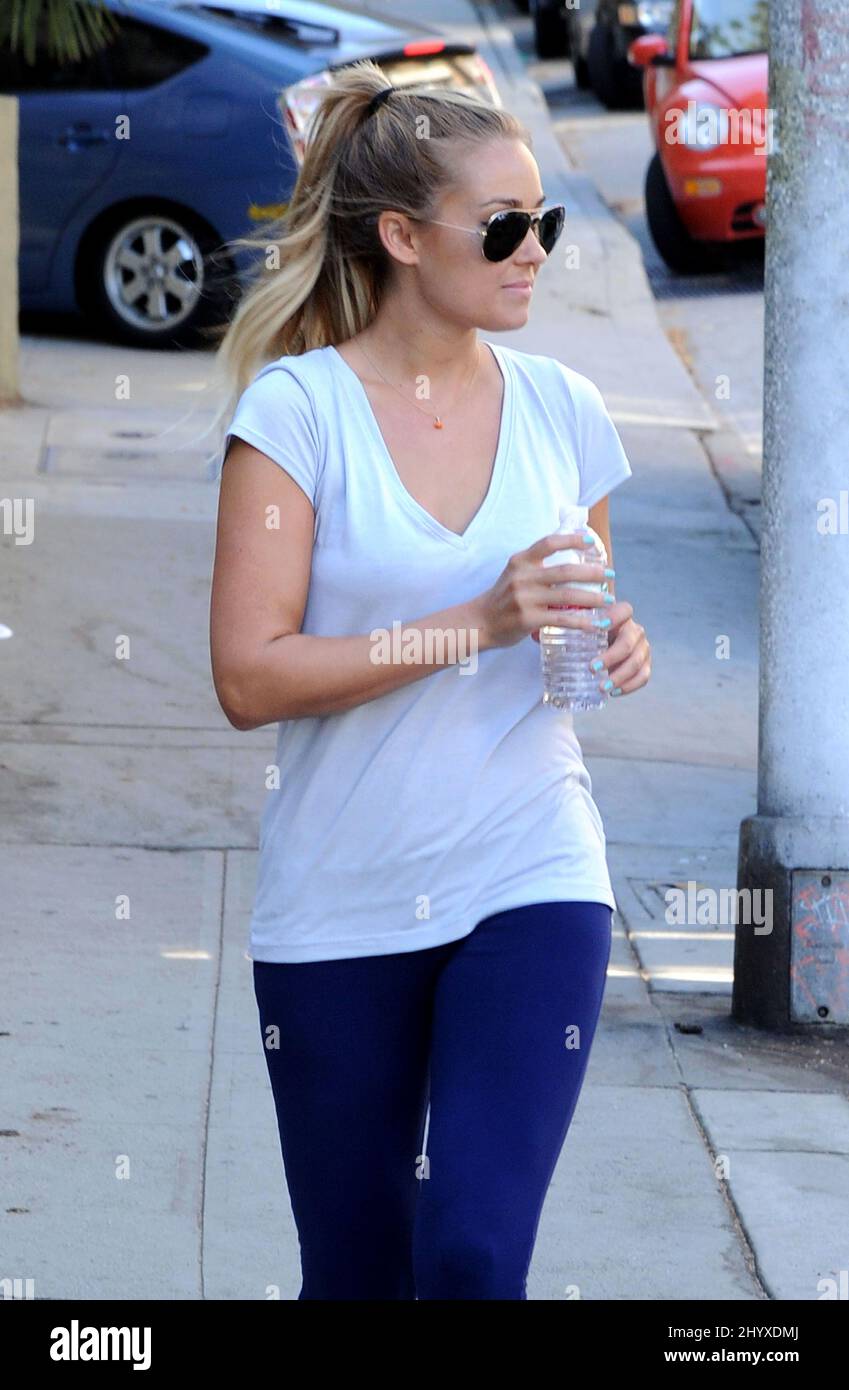 Lauren Conrad is seen going for a jog in West Hollywood in Los