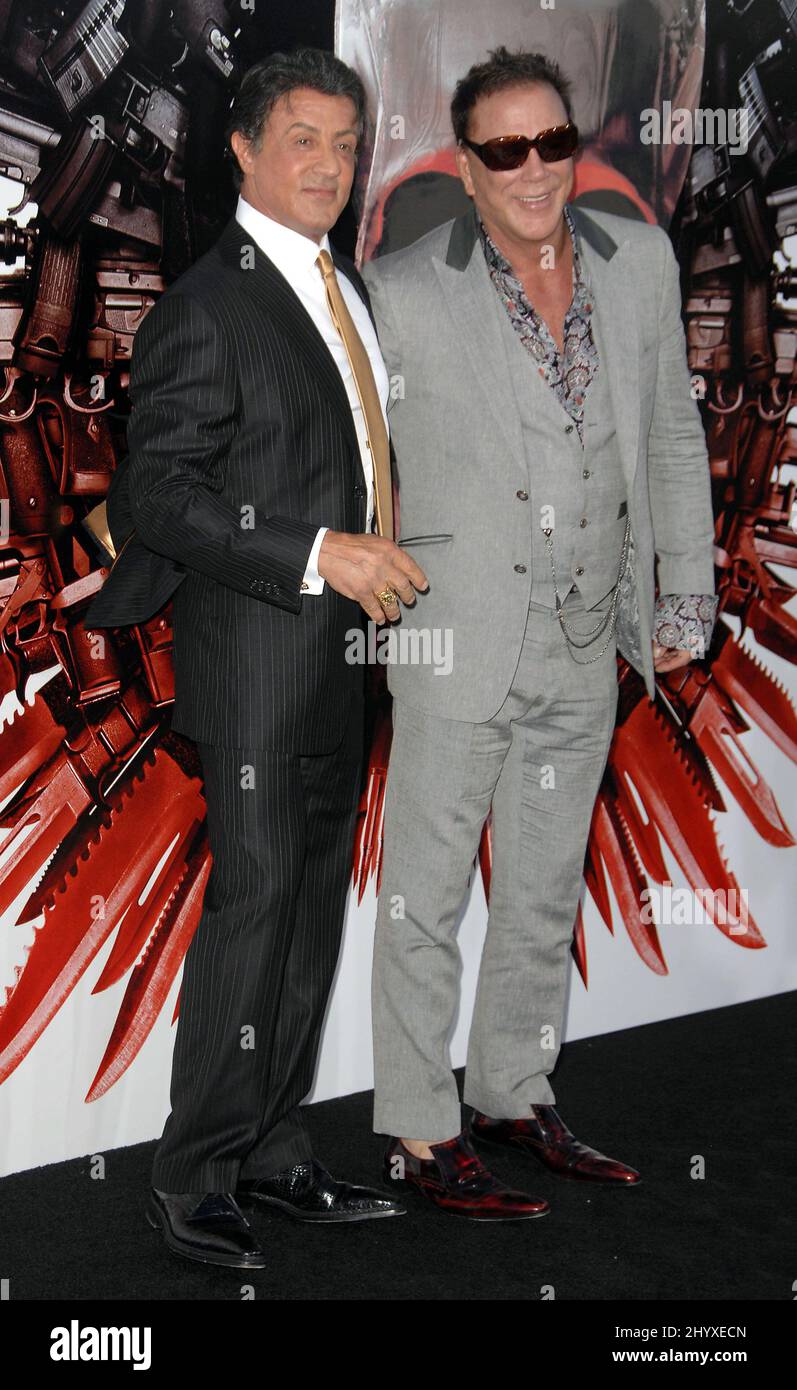 Sylvester Stallone and Mickey Rourke at the Expendables premiere held at Grauman's Chinese Theatre, Los Angeles. Stock Photo