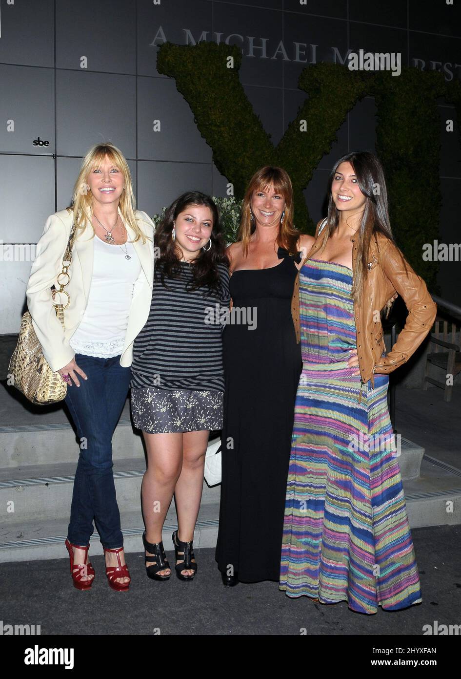 Lisa Gastineau, Jill Zarin with daughter Allyson Shapiro and Brittny Gastineau attends Jill Zarin's dinner party celebrating her new book 'Secrets of a Jewish Mother' and Lisa and Brittny Gastineau's new jewelry line 'Tres Glam' at XIV a Michael Mina Restaurant in Los Angeles, USA. Stock Photo