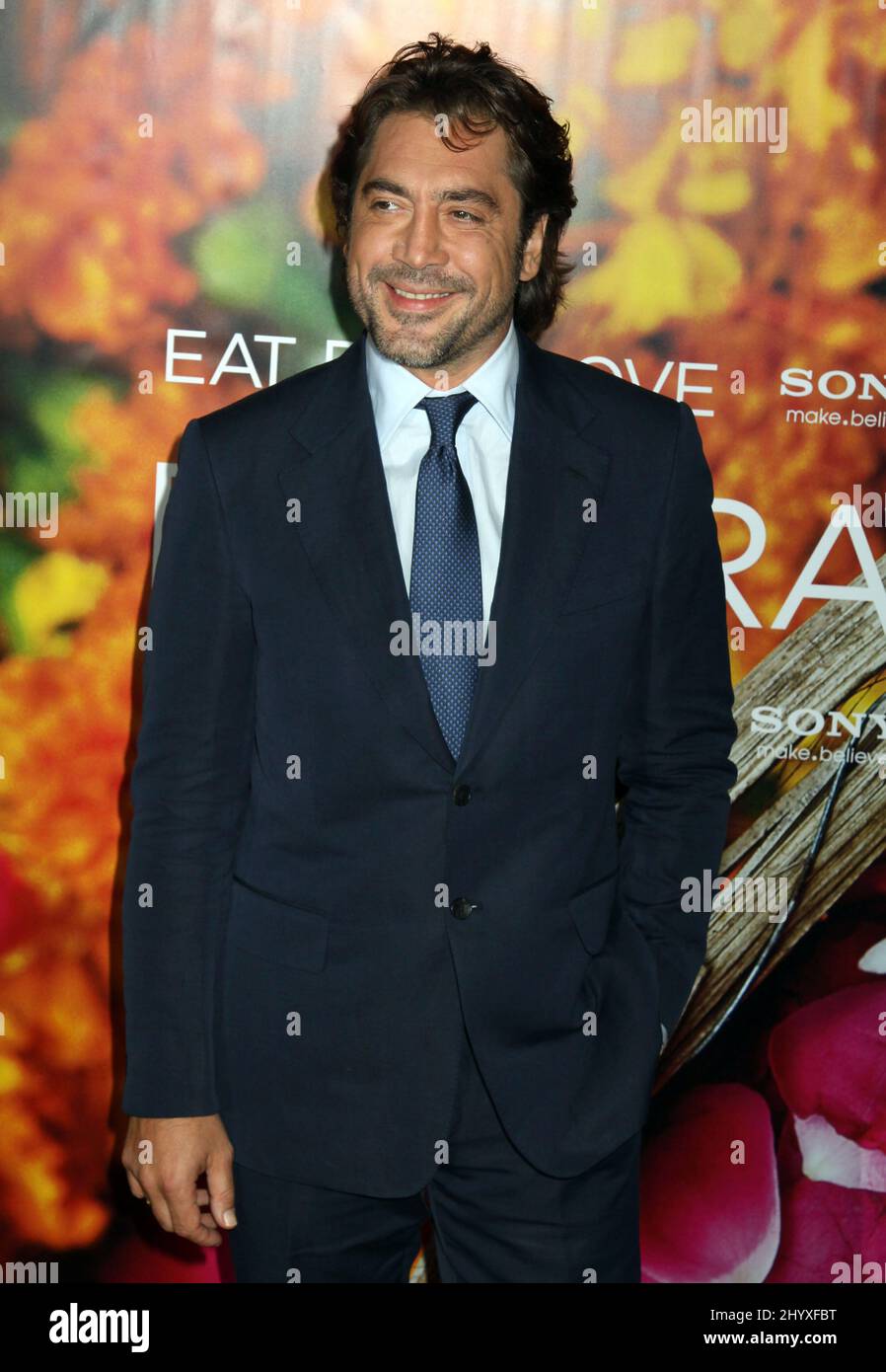 Javier Bardem at the premiere of "Eat Pray Love" held at the Ziegfeld ...